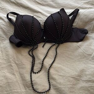 Chic Black Beaded Bra